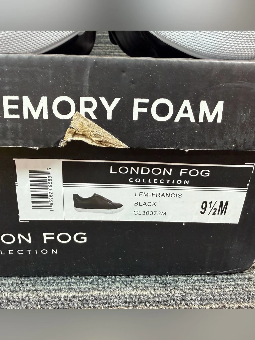 LONDON FOG LFM-Francis Men's Black Slip-On Leather-Style Sneaker size 9.5 New